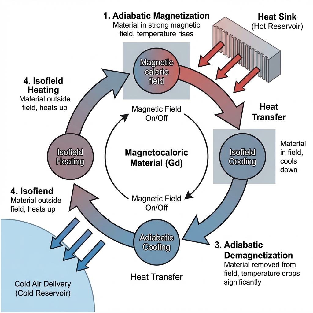 Diagram of the Magnetocaloric Effect cooling cycle